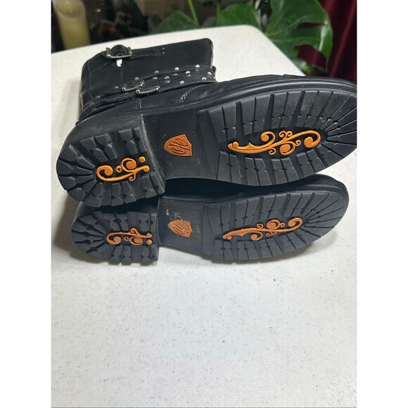 Harley-Davidson Women's Black Kennedy Studded Leather Motorcycle Boots Size 9.5 - Picture 11 of 15
